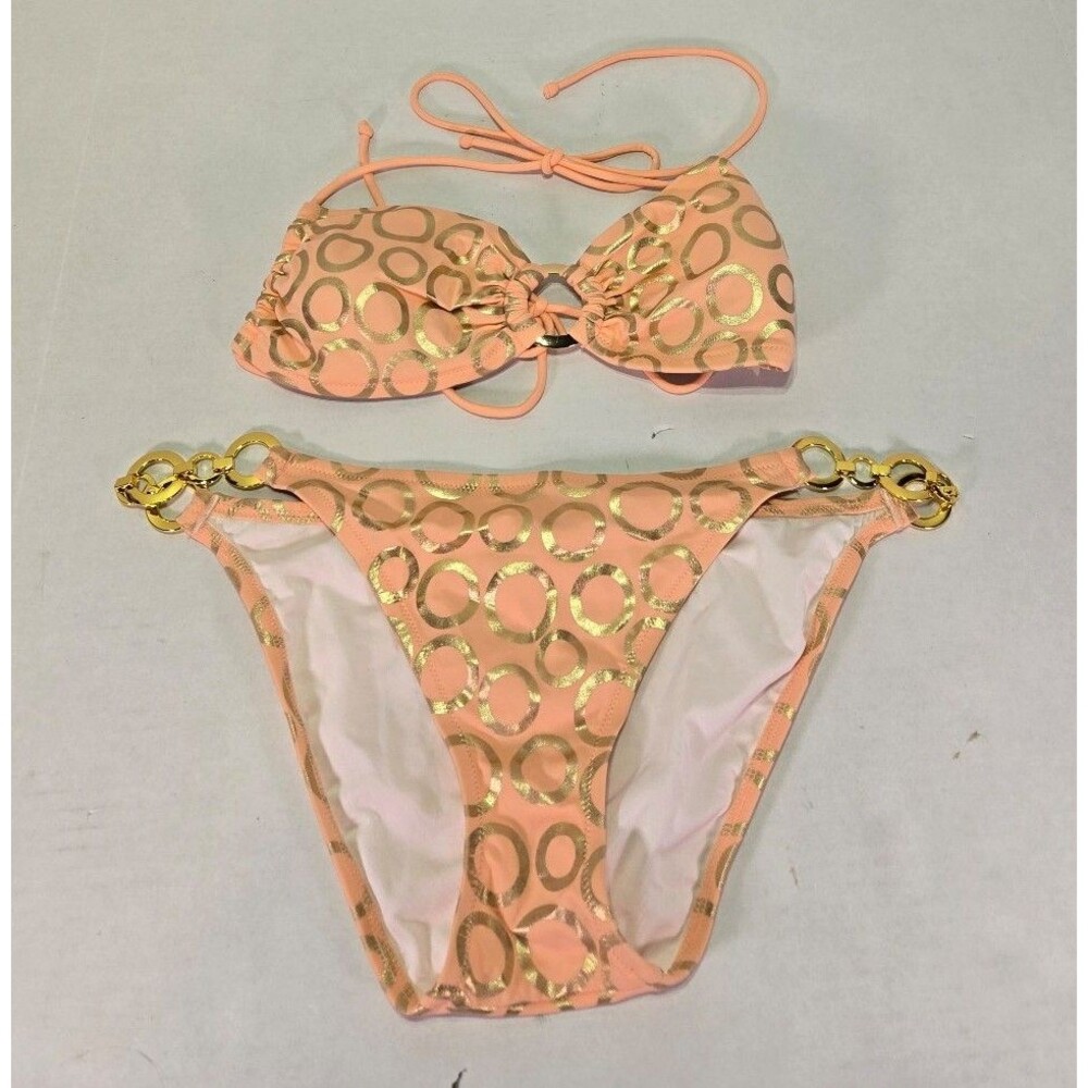 Victoria Secret Bikini Y2k Peach and Gold Chain